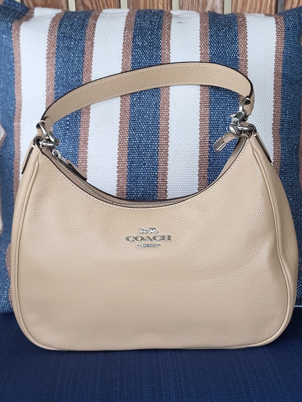 Coach Pebbled Leather Shoulder Bag in Tan